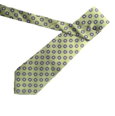 Luxury ROBERT TALBOTT Pure Silk Tie Pistachio Green Purple Pattern Newport
