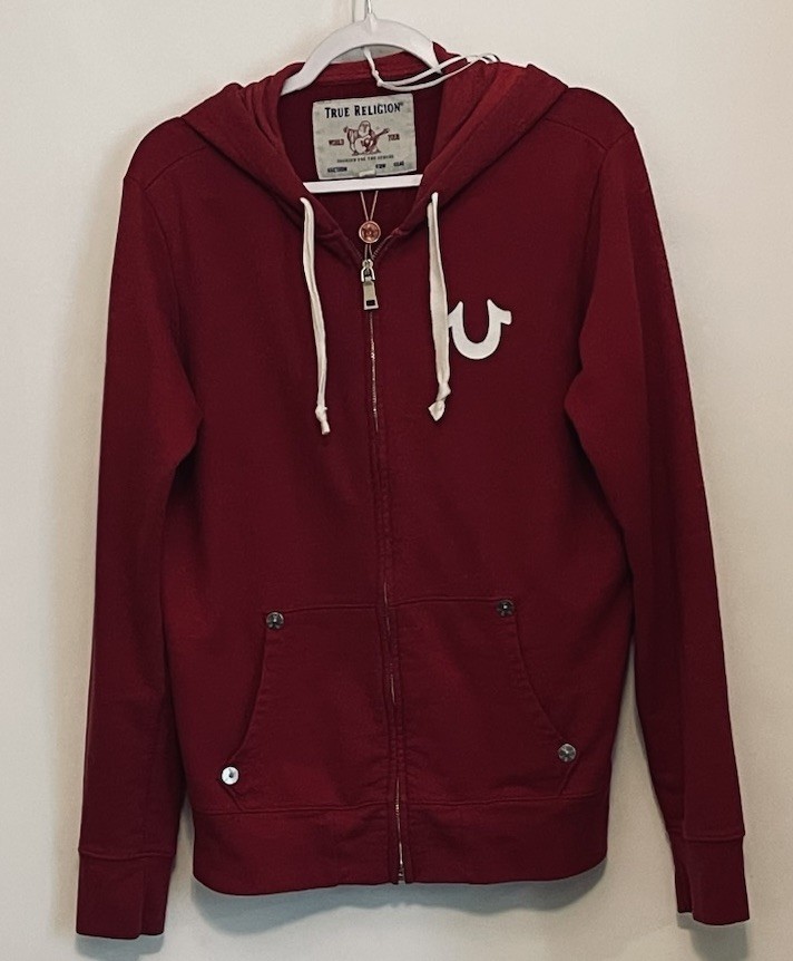 True Religion Red Zip Up Hoodie Very, Very Vintage Jacket M | eBay