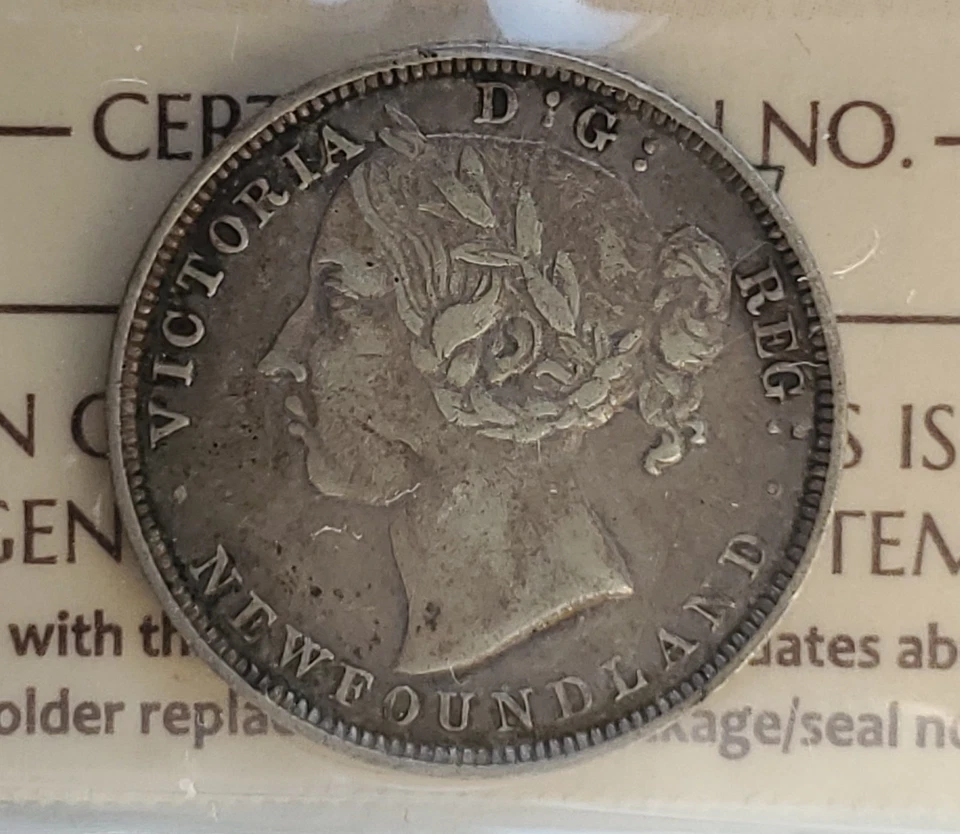 1896 NEWFOUNDLAND SILVER 20 CENT - OBVERSE 2 (SMALL 96) - ICCS CERTIFIED VF30 - Image 3 of 4