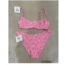 Kulani Kinis Women s 2pc Bikini Set Bralette Floral Pink/Purple/Orange M
