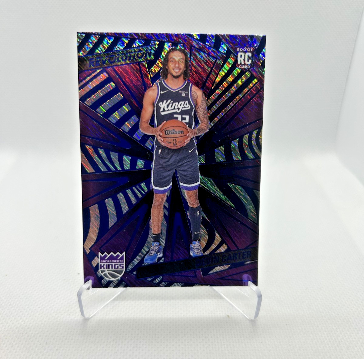 Devin Carter RC - 2024-25 Panini Revolution Blue Storm #125 - Sacramento Kings