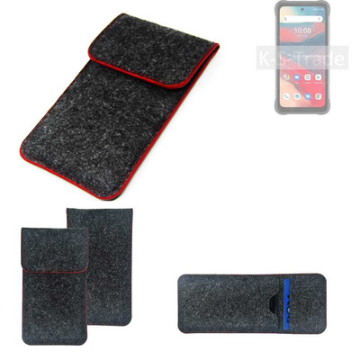 Filz Hülle für UMIDIGI Bison GT2 dunkelgrau roter Rand Case Tasche Schutz Hül