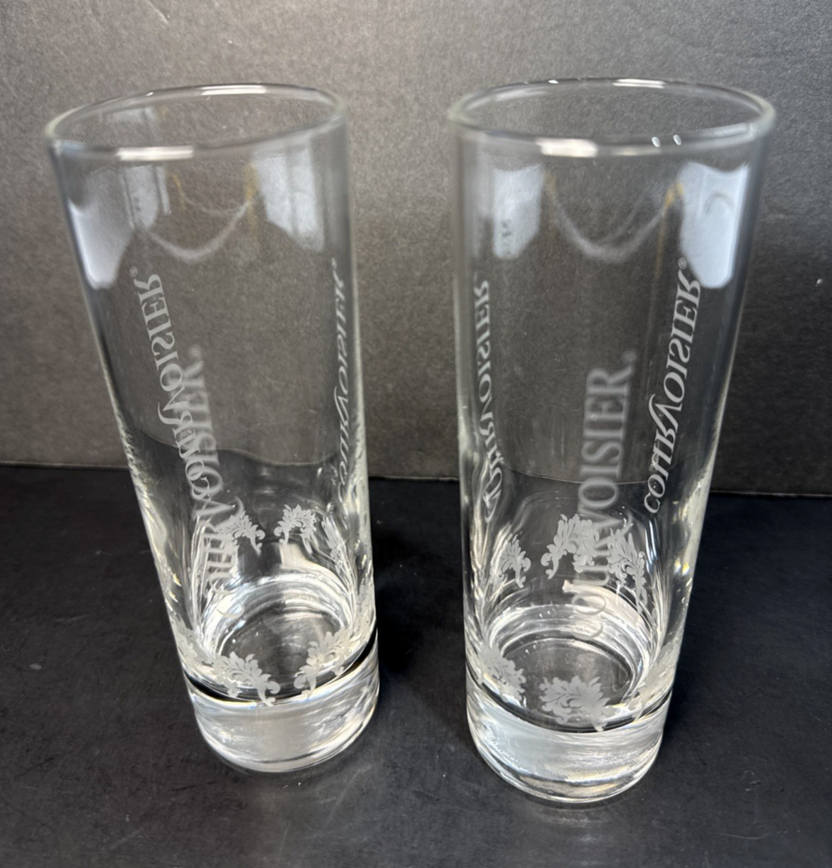 Courvoisier Cognac Tall Shooter / Highball Glasses Set of 2 — Etched Barware