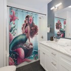 Mermaid Oasis Shower Curtain – Vibrant Floral Ocean Design | 71"×74" Bathroom — photo 3