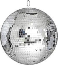 Mirror Disco Ball 8-Inch Silver Hanging Party Decoration Big Reflective Prop NEW