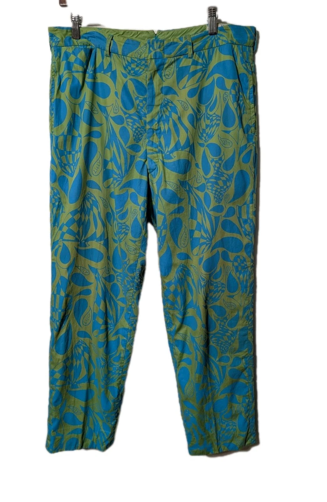 Lilly Pulitzer Green & Blue Fish Print Mens Pants Waist Measures 35"