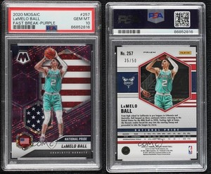 2020 Mosaic Fast Break Purple Prizm /50 Lamelo Ball #257 PSA 10 GEM MT Rookie RC