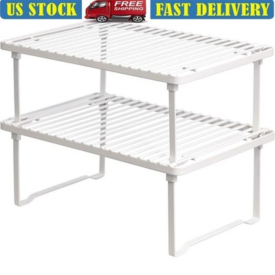 Metal Wire Racks Set Kitchen Organization Stackable Storage Cabinets Dishes Cups