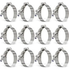 12-Pack 2.25 Inch T-Bolt Hose Clamp, 304 Stainless Steel Heavy Duty 63-71mm
