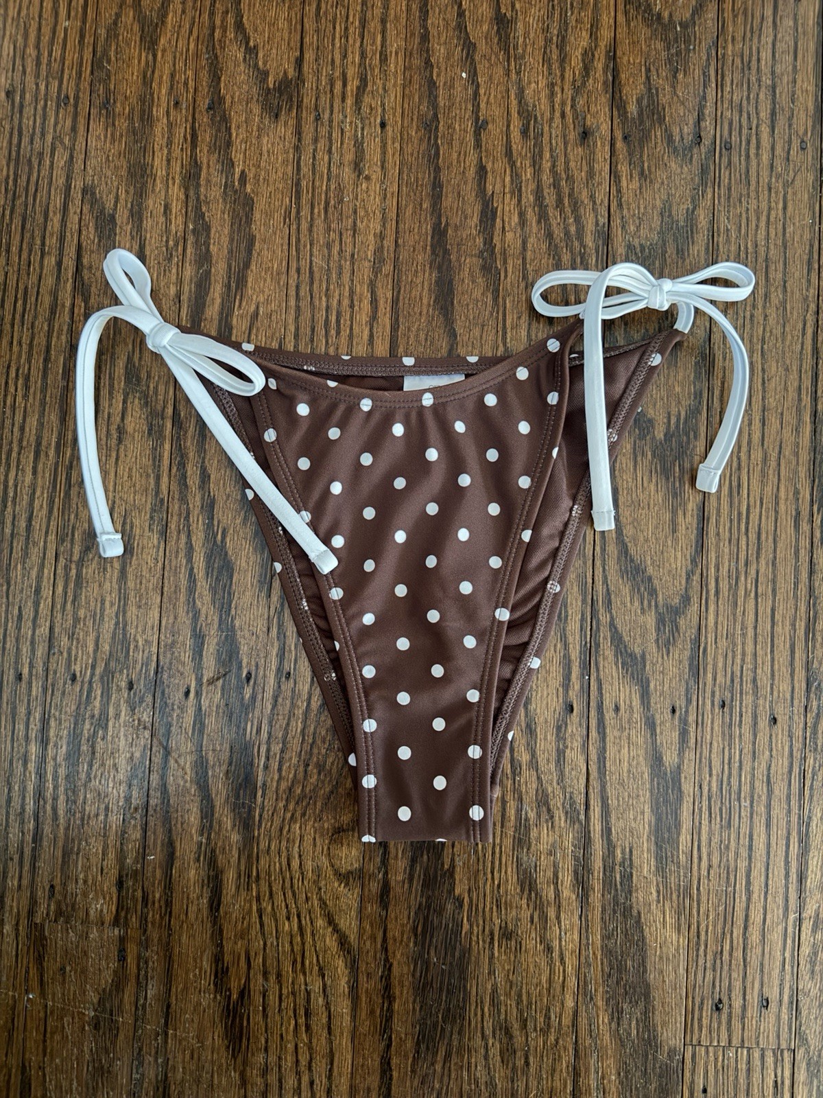 Women’s Wild Fable Brown & White Polka Dot Side-Tie Bikini Bottom Size Small NWT