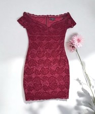 Guess Velvet Magenta Lace Bodycon Dress Formal Wedding Party Dark Romance Glam S