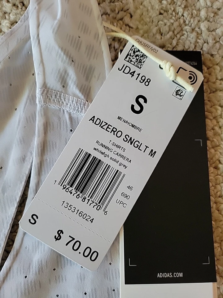 Adidas Adizero Chaleco para Correr Camiseta sin Mangas Para Hombre S $70 NUEVO CON ETIQUETAS JD4198 Blanco Cuello Redondo Foto 3 de 4