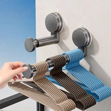 Hanger Organizer Stacker 2 Pack Suction Cup Self-Adhesive Extendable Garment ...