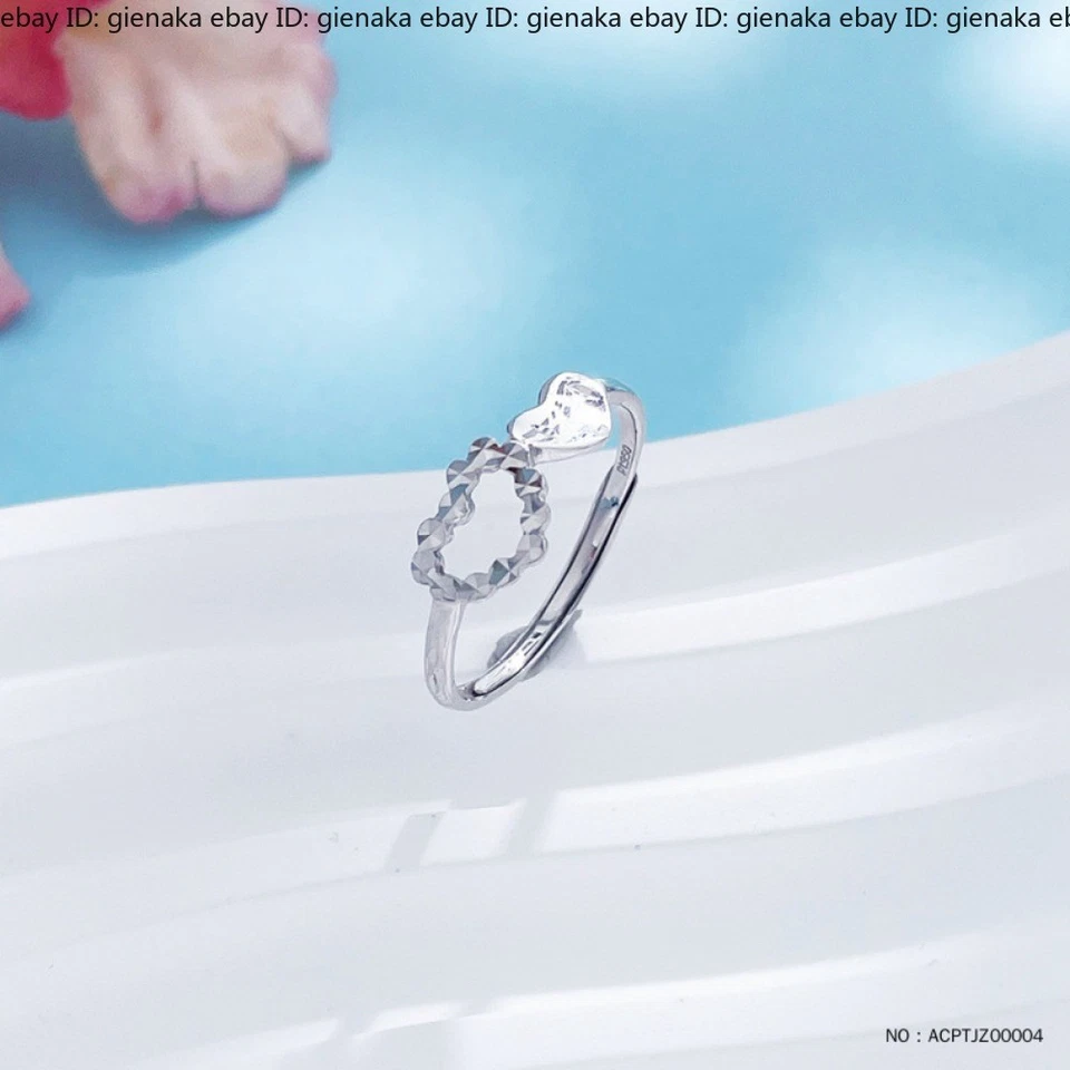 PT950 Pure Platinum 950 Band Women Lucky adjustable Love Heart Rings 1.8-2.0g - Image 4 of 4