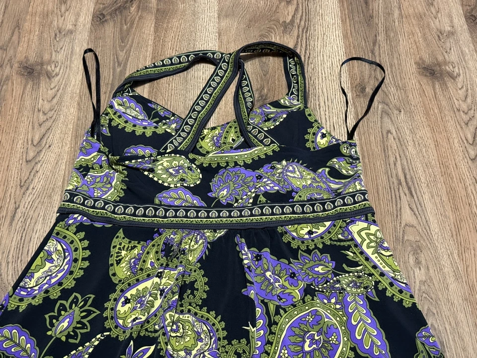 APT. Vestido 9, para mujer talla mediana, negro verde púrpura, cachemira, floral, funda Foto 4 de 4