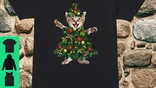 Cat tree christmas shirt  Shirt Tree Shirt Gift Funny Merry Xmas All size D2034