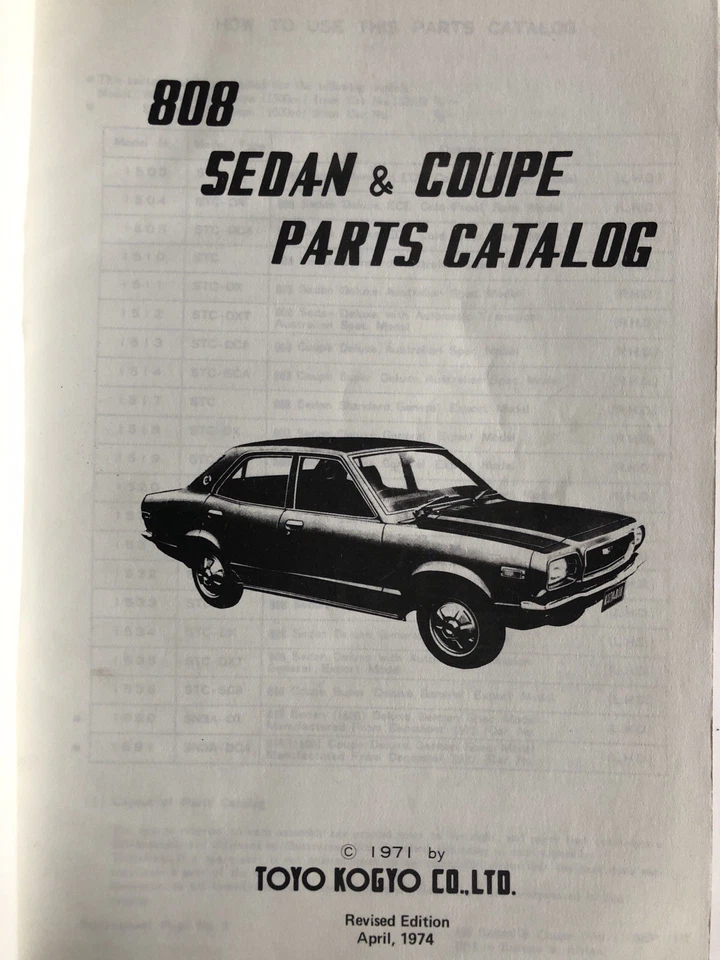 Mazda 808 818 Parts Catalogue Illustrated Manual Mazda Original 1974 Sedan Coupe - Image 2 of 4