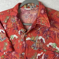 VTG Sears Jeans Joint Avril Rayon Floral Aloha Hawaiian Shirt Men L fits S 70s