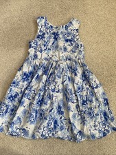 Next Blue White Summer Dress Girls Age 5-6 Years Excellent Condition