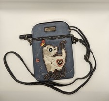 Cartera Bandolera Chala Celular Delgada Gato Con Ojo Joya Azul
