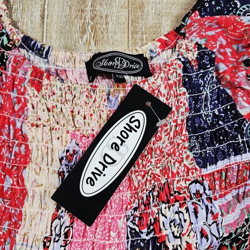 Maxi Vestido Estampado Patchwork Por Shore Drive Talla Plus Grande Manga Corta - Imagen 8 de 12