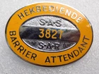 Vintage SAR/SAS South African Railway Barrier Attendant Hekbediende Badge No3827