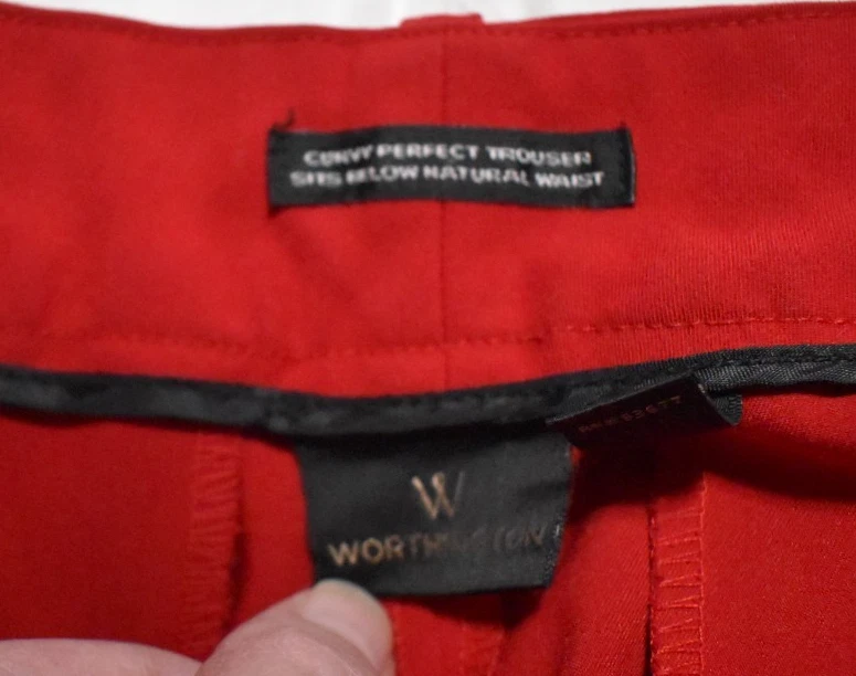WORTHINGTON Pantalón Curvy Perfecto Elástico ROJO VESTIDO PANTALONES TALLA 14 Vacaciones Carrera Foto 4 de 4