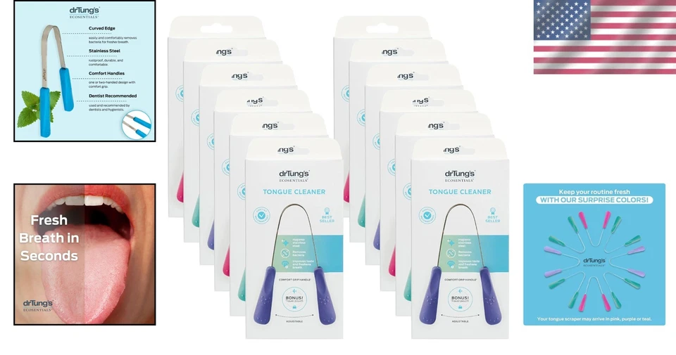 Stainless Steel Tongue Cleaner by DrTung - 12 Pcs - Image 2 of 4