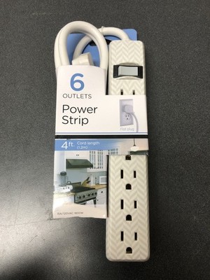 Power gear 26601 4 ft. 6-Outlet Low Profile Power Strip, Herringbone