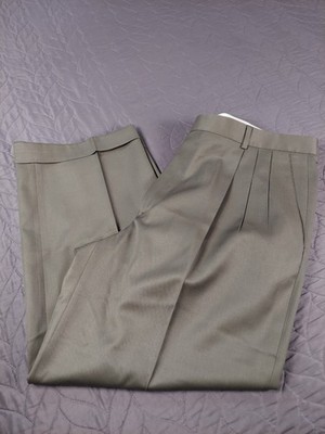 Zanella Dress Pants Mens 35 Gray Wool Pleated Suit Pants Formal Made In Italy 