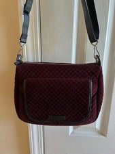 Vera Bradley Carson Mini Burgundy Quilted Crossbody Bag Adjustable Black Strap
