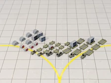 Military TUG & DOLLY ULD CARGO TRAILERS (6x Green) Airport GSE Model 1:400 Scale