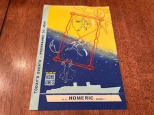Vintage Home Lines SS Homeric Today’s Events Program for Thursday June 25, 1958