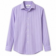 Calvin Klein Slim Fit Dress Shirt Mens 16.5 32/33 Purple Striped Button Down