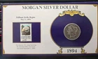 1894 Morgan Silver Dollar and Commemorative Stamp
