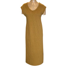 Universal Thread Casual Tee-Shirt Midi Dress Sz S Mustard Yellow/Brown 347H