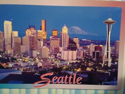BEAUTIFUL PHOTO POST CARD GLOWING SEATTLE WASHINGTON ( KING COUNTY )