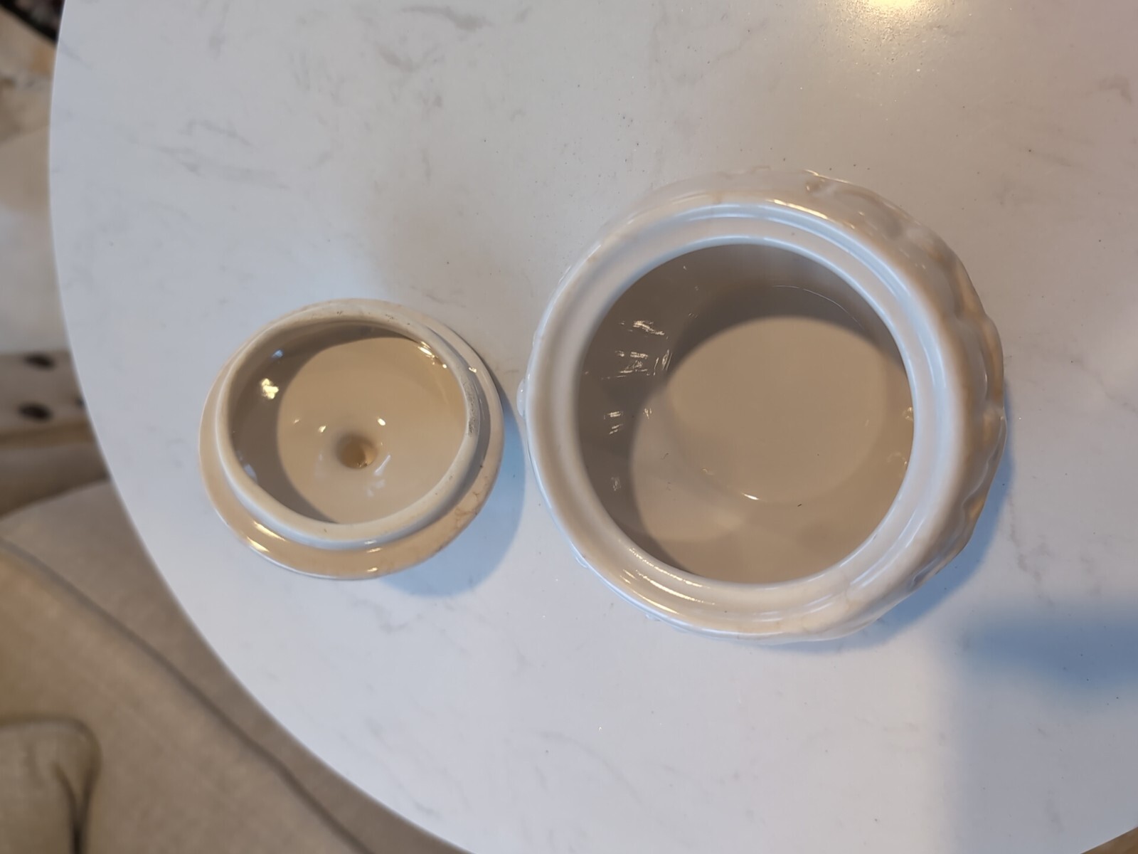 Vintage Athena Potpourri Jar, Vented Lid, Floral Design,  Ivory