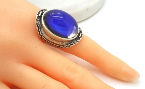 New Large Oval Mood Ring Silver Plated Women's Nice Quality SZ 8 - Picture 3 of 6