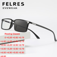 Men TR90 Square Photochromic Reading Glasses UV400 Premium Sunglasses Readers