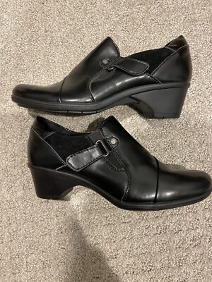 EARTH ORIGINS LEATHER BUCKLE BOOTIES-Black 6M-New No Box