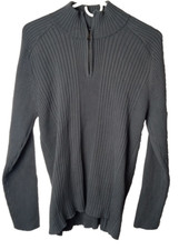 INC International Concepts Men's Gray 1/4 Zip Ribbed Pullover Sweater Sz L