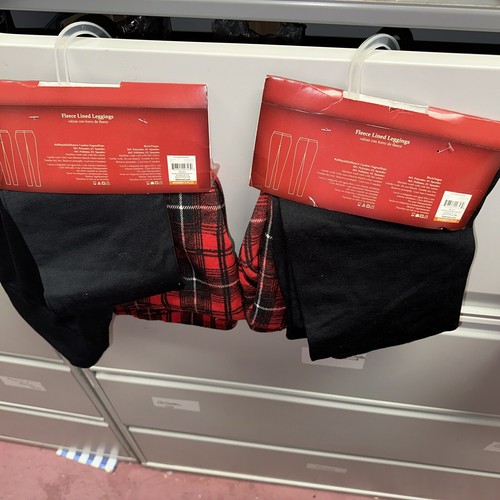 4 Faded Glory fleece Lined Leggings Winter Holiday Plaid & Black NEW 1x/16w - Picture 2 of 2