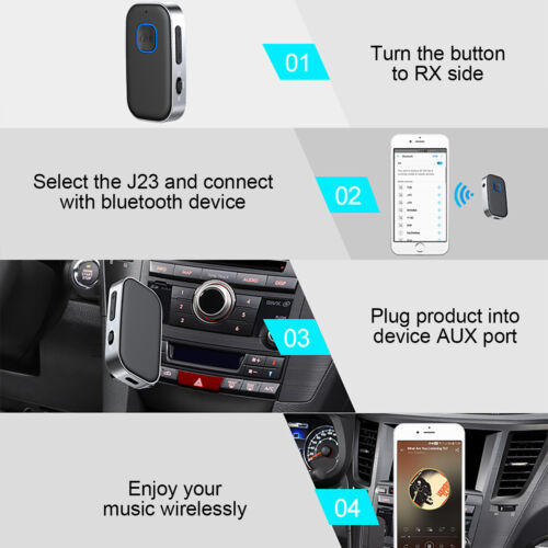 Bluetooth5.0 Trasmettitore Ricevitore Audio Wireless 3.5mm Aux Adattatore Auto Vivavoce - Foto 4 di 12