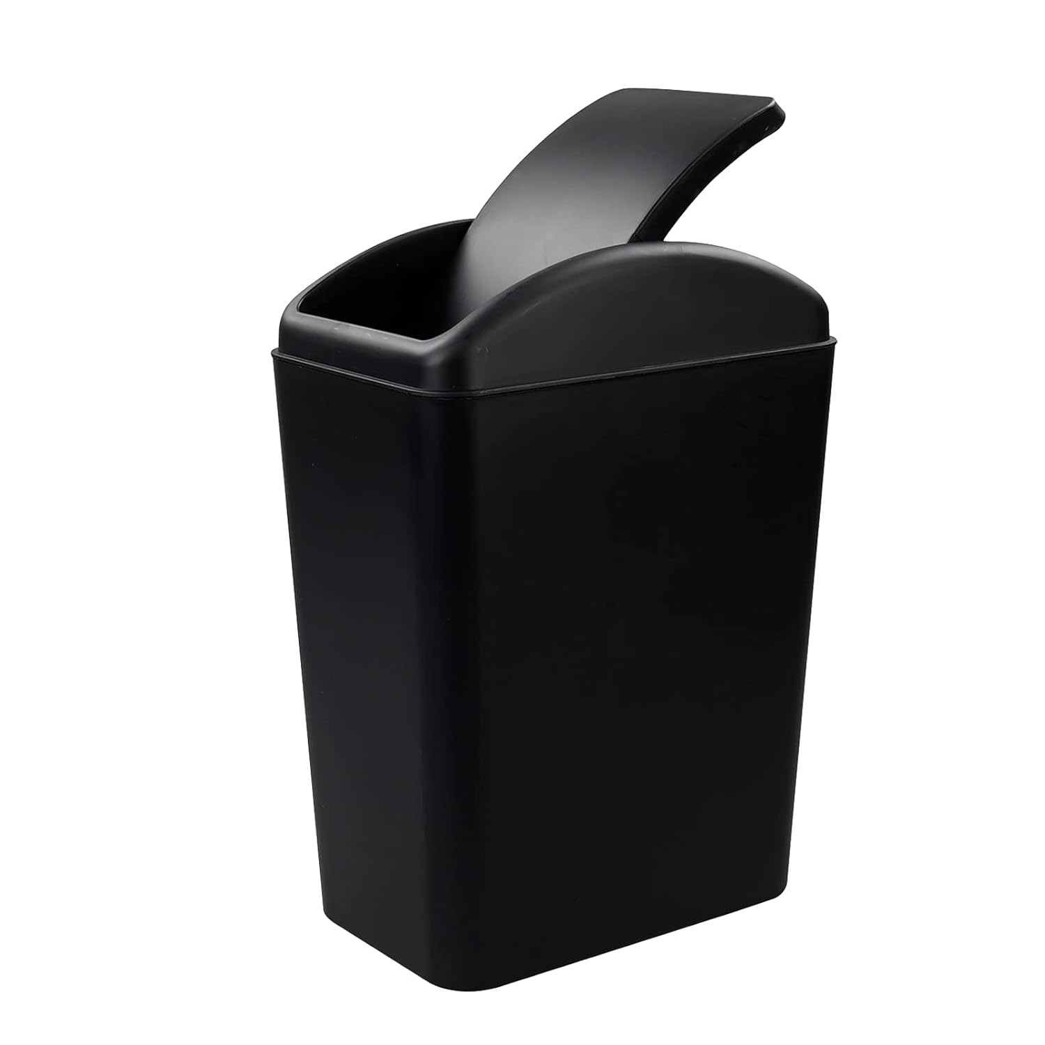 4.2-Gallon Black Swing-Lid Plastic Kitchen Trash Can for Compact Spaces