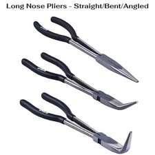 Long Reach Nose Pliers 11" Straight Bent Angled Tip Mechanic Equipment Hand Tool