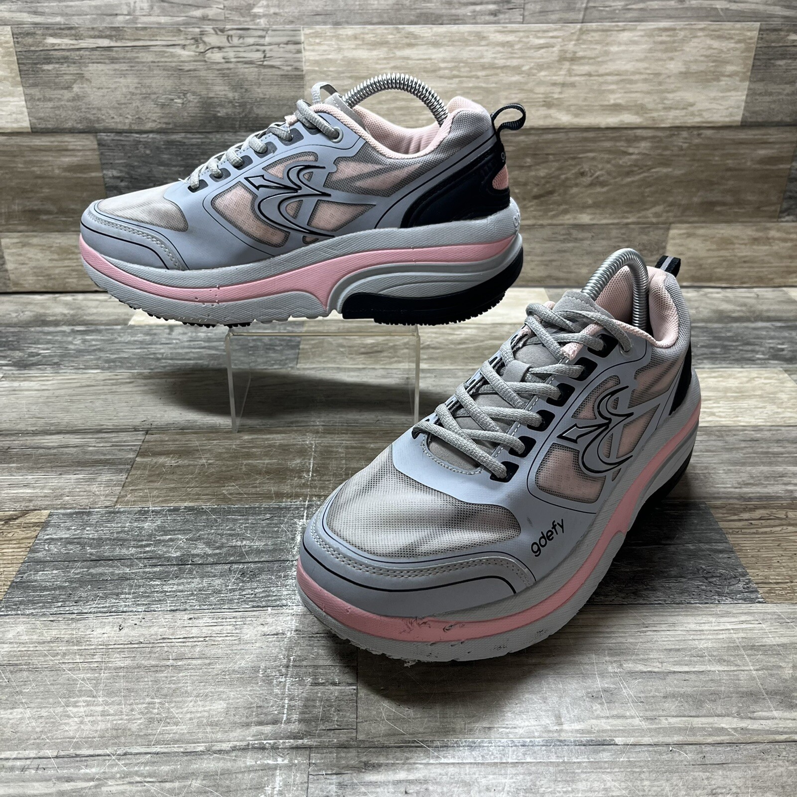Gravity Defyer Gdefy Ion Sneakers Womens 10 Gray Pink Lace Up Athletic