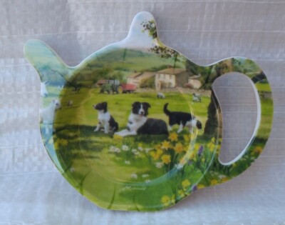Teekanne Form Collie & Schaf Teebeutel Ordnung Löffel Rest Teebeutel Halter Schale Country