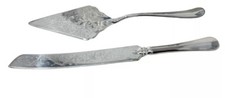 EP Zinc Silver Plated Cake Knife Server Set Etched Wedding Birthday Party Nice