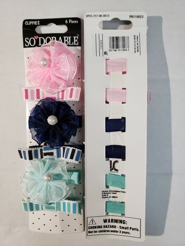 So❤Dorable Baby Girl Hair Bow Clippies w/fully-lined ribbon alligator clips 12pc - Picture 2 of 2